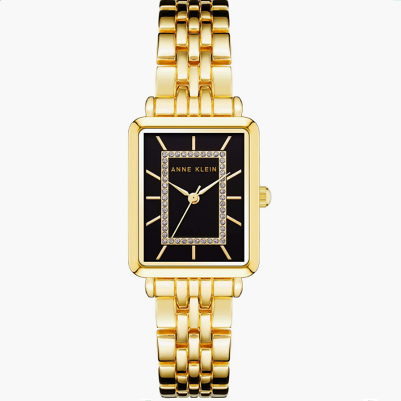 ANNE KLEIN 安妮·克萊因 AK/3760BKGB 女士水晶方形鋼帶石英表179.56元