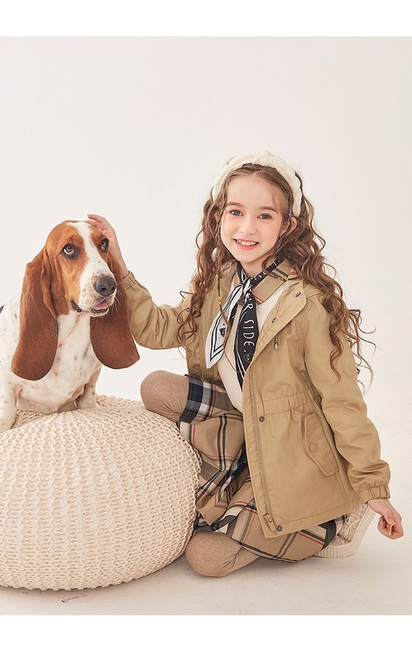 Hush Puppies 暇步士 2022秋新款女童风衣外套 2色（105~170cm）新低149元包邮（需领券）