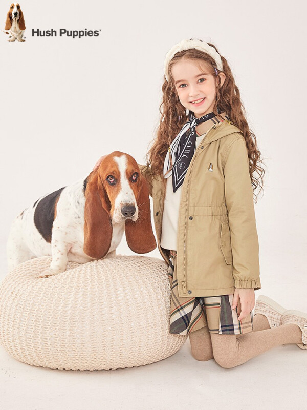 Hush Puppies 暇步士 2022秋新款女童风衣外套 2色（105~170cm）新低149元包邮（需领券）