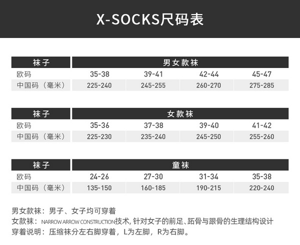 X-SOCKS Run Energizer 跑步激能系列 男士压缩长筒运动袜 XS-RS09S19U138.37元（天猫305元）