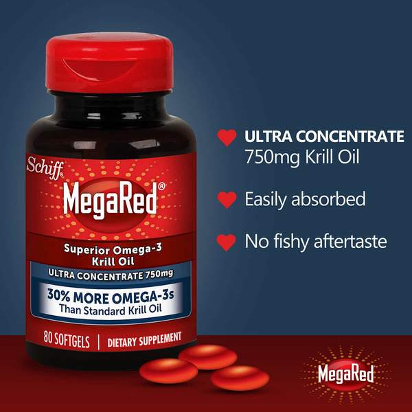 <span>0税费！</span>Schiff 旭福 MegaRed 富含Omega-3超浓缩南极磷虾油软胶囊750mg*80粒新低139元（天猫旗舰店379.9元）