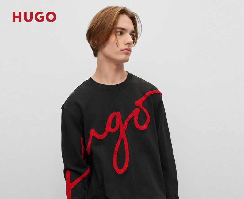 HUGO Hugo Boss 雨果·博斯 Diraffe 2023早春新款男士手绘徽标棉质毛圈布卫衣50482922452.05元（天猫旗舰店折后1425元）