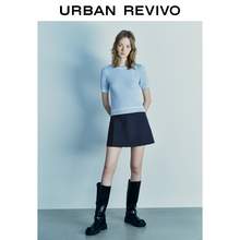   		URBAN REVIVO UR2024夏季新款女撞色刺绣绞花肌理感修身短袖针织T恤UWU940088 179元 		