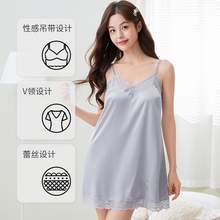   		6IXTY8IGHT 68家居服女新款性感纯欲蕾丝边侧开叉吊带睡裙HW09619 109元 		