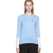   		Comme des Gar?ons Play 白色 & 藍(lán)色 Small Heart Patch 長(zhǎng)袖 T 恤 $135（約970.45元） 		