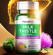   		解酒護(hù)肝！Piping Rock 樸諾 奶薊草+姜黃素&B族維生素復(fù)合膠囊1000mg*60粒*2瓶 ￥46.41 		