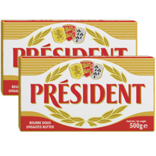   		PRéSIDENT 動(dòng)物發(fā)酵黃油淡味 500g*2 79.96元 		