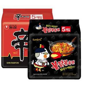 韓國進(jìn)口 農(nóng)心 方便面 辛拉面120g*5包+三養(yǎng)火雞面140g*5包