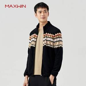 优衣库制造商，Maxwin 马威 男士时尚印花加厚摇粒绒外套 三色