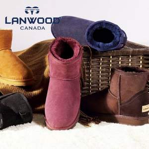 18年新款，加拿大Lanwood 澳洲羊皮毛一体 女款平底/内增高雪地靴 多色