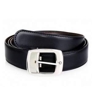 0點(diǎn)開始大白菜，MONTBLANC 萬寶龍 男士經(jīng)典白星logo鍍鈀方形針扣皮帶