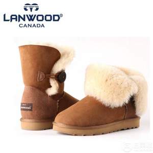 加拿大Lanwood 澳洲美利奴羊皮毛一体 女款内增高中筒雪地靴 多色