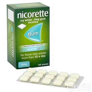 奥巴马也在用，英国产 Nicorette 力克雷 冰爽薄荷味 戒烟糖4mg*105粒 Prime会员凑单免费直邮含税