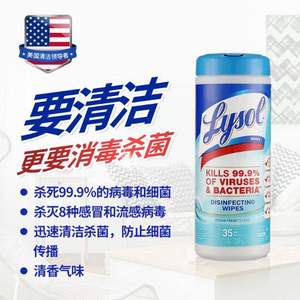 Lysol 来沙尔 消毒湿巾 柠檬酸微风味 35片