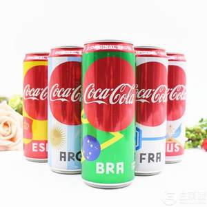 印尼进口，世界杯可口可乐碳酸饮料限量纪念版330ml*5罐