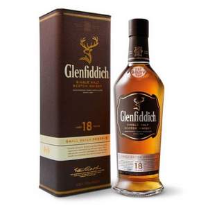 限Plus会员，Glenfiddich 格兰菲迪 18年 苏格兰达夫镇单一麦芽威士忌 700ml
