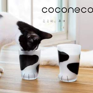 Aderia 石塚硝子 Coconeco创意磨砂牛奶玻璃杯猫爪杯 230ml 