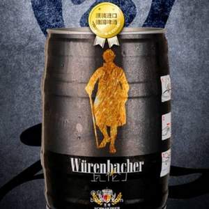 限Plus会员，德国进口 Wurenbacher 瓦伦丁 黑啤啤酒 5L*2桶 107.84元包邮