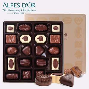 比利时进口，Alpes d'Or 爱普诗 夹心巧克力铁壳礼盒216g 