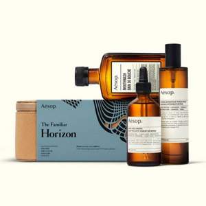 Aesop 伊索 全線75折，熟悉的視野家居3件套裝（漱口水250ml + 伊斯特洛斯室內(nèi)噴霧100ml + 廁后點滴100ml）￡45（需用碼） 