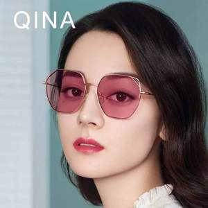 热巴同款，QINA 亓那 QN7008 猫眼大框圆脸墨镜 多色