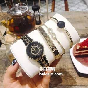 Anne Klein 安妮·克萊恩 AK/3286BKST 施華洛世奇水晶 女士手鐲手表套裝