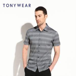 TONY WEAR 汤尼威尔 男士全棉印花衬衫式polo衫 两色 
