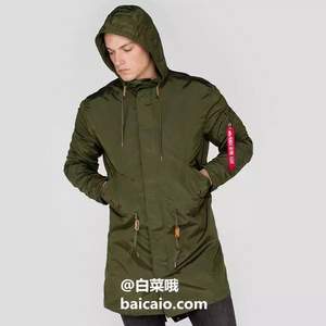 限L碼，Alpha Industries 阿爾法工業(yè) 男士連帽魚尾派克大衣176113 Prime會員免費(fèi)直郵含稅