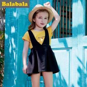 巴拉巴拉 女童中大童纯棉背带裙两件套（130~165码） 3色