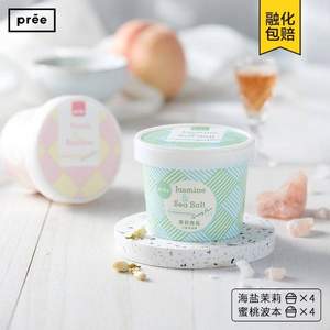 Pree 蜜语盐情 冰淇淋80g*8杯组合装（海盐茉莉*4杯+蜜桃波本*4杯）