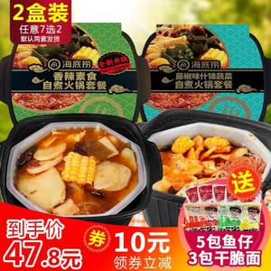 海底撈  方便即食懶人火鍋2盒組 素食組 送3包干脆面+5包魚(yú)仔