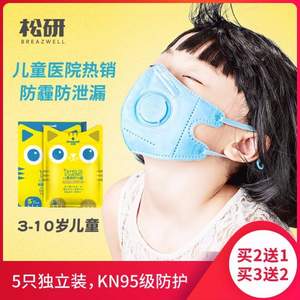 Breazwell 松研 530 pm2.5防霧霾防塵透氣兒童口罩 帶呼吸閥 5只裝 多色