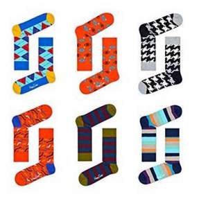袜子界时尚担当，Happy Socks 男士中筒袜 6双装 prime会员凑单免费直邮