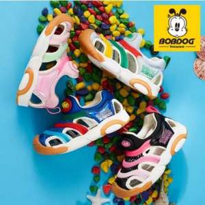 Bobdog 巴布豆 2019新款儿童包头机能凉鞋 多色