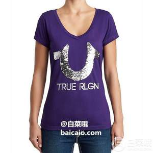 限S码，True Religion 真实信仰 Sequin 女士亮片短袖T恤 1.6折 Prime会员凑单免费直邮含税