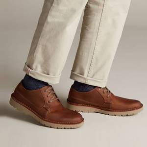 限40/41.5碼，Clarks 其樂 Vargo Plain 男士真皮系帶休閑鞋
