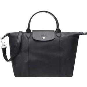 LONGCHAMP 珑骧 女士黑色羊皮中号短柄单肩手提包