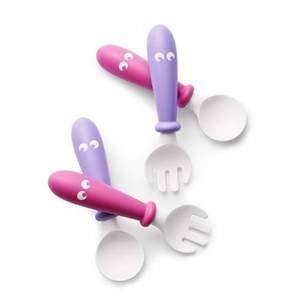 瑞典制造，BABYBJORN 婴儿汤匙和叉子 粉色/紫色 4只装