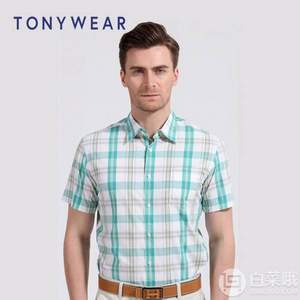 TONY WEAR 汤尼威尔 男士商务休闲大格纹短袖衬衫 多款