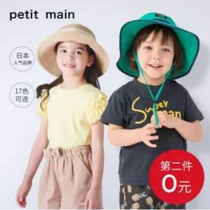 任选2件，日本人气品牌，petit main 儿童纯棉短袖T恤*2件 ￥69包邮 多款