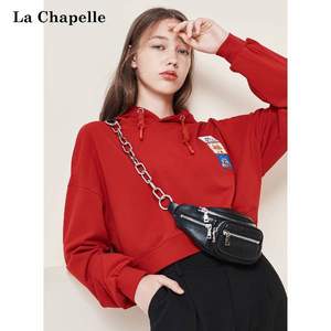 19年秋季新款，La Chapelle 拉夏贝尔 宽松bf慵懒风 短款卫衣 
