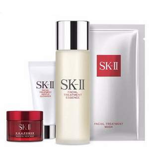 SK-II  限量护肤四件套装（神仙水75ML+洁面霜20G+肌源修护面霜15G+面膜1片）