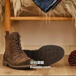 42碼，Ecco 愛(ài)步 Kenton Artisan 肯頓系列 男士系帶復(fù)古馬丁靴