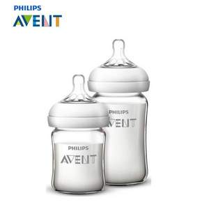 AVENT 新安怡 新生兒系列 SCF679/53 寬口徑自然順暢玻璃奶瓶（125ml+240ml ）*2套