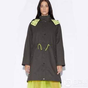 限L碼，A|X Armani Exchange 阿瑪尼副牌 女士抽繩連帽中長款棉內(nèi)膽風(fēng)衣外套 