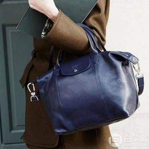 LONGCHAMP 珑骧 女士黑色羊皮中号短柄单肩手提包