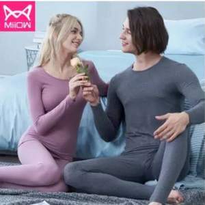 MiiOW 貓人 男女薄款秋衣秋褲套裝 多色