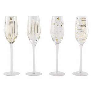 CreativeTops Mikasa系列 蚀刻水晶香槟高脚杯 金色 210ml*4
