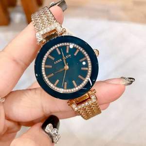 Anne Klein 安妮·克萊因 AK/1906NVRG 女士祖母綠水晶玫瑰金手表