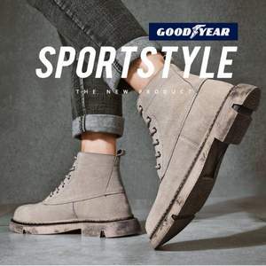GOODYEAR 固特異 男款秋季真皮馬丁靴高幫工裝鞋 多款